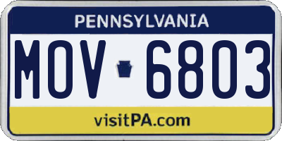 PA license plate MOV6803