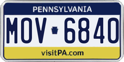PA license plate MOV6840