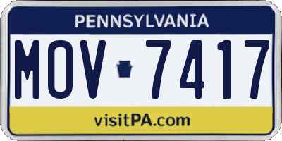 PA license plate MOV7417