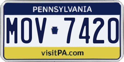 PA license plate MOV7420
