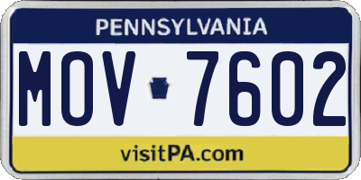 PA license plate MOV7602