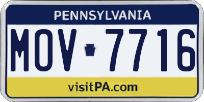PA license plate MOV7716