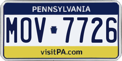 PA license plate MOV7726
