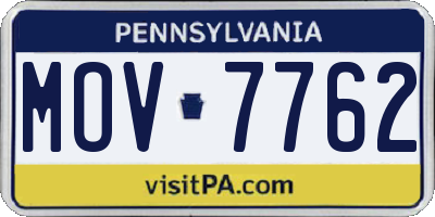 PA license plate MOV7762