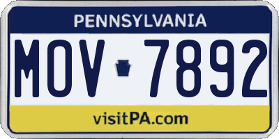 PA license plate MOV7892