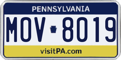 PA license plate MOV8019