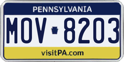 PA license plate MOV8203