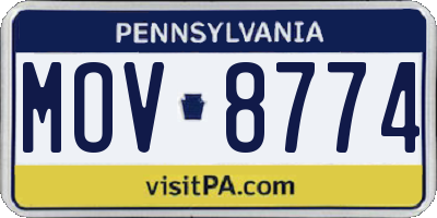 PA license plate MOV8774