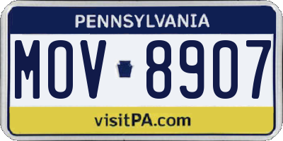 PA license plate MOV8907