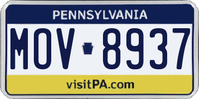 PA license plate MOV8937