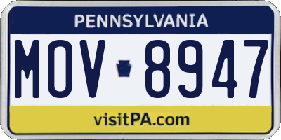 PA license plate MOV8947