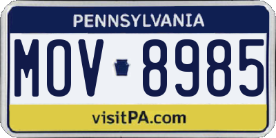 PA license plate MOV8985