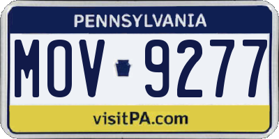 PA license plate MOV9277
