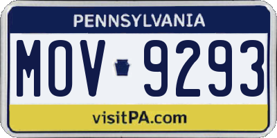 PA license plate MOV9293