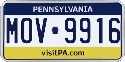 PA license plate MOV9916