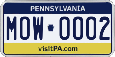 PA license plate MOW0002