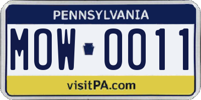 PA license plate MOW0011