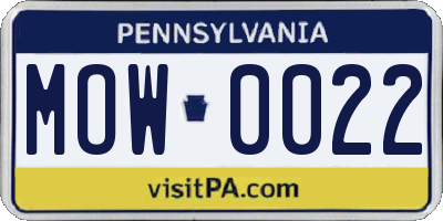 PA license plate MOW0022
