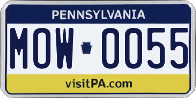 PA license plate MOW0055