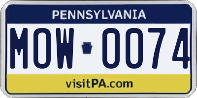 PA license plate MOW0074