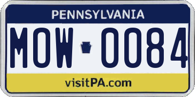 PA license plate MOW0084