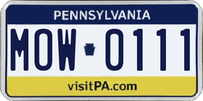 PA license plate MOW0111