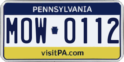 PA license plate MOW0112