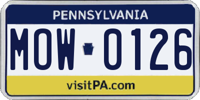 PA license plate MOW0126