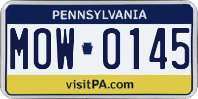 PA license plate MOW0145