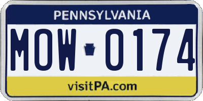 PA license plate MOW0174