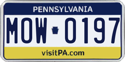 PA license plate MOW0197