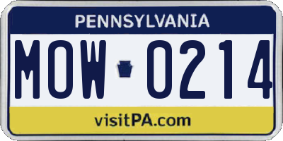 PA license plate MOW0214