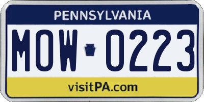 PA license plate MOW0223