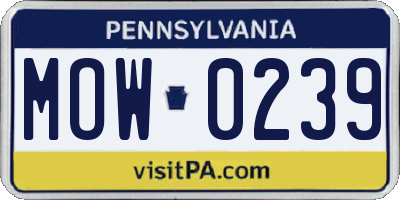 PA license plate MOW0239