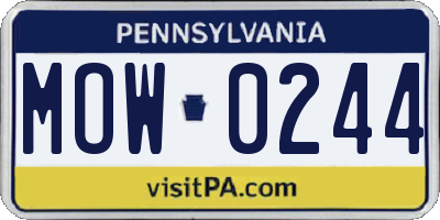 PA license plate MOW0244