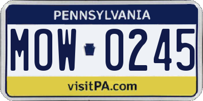 PA license plate MOW0245