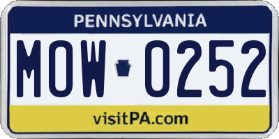 PA license plate MOW0252