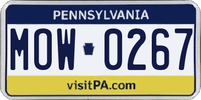PA license plate MOW0267