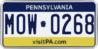 PA license plate MOW0268