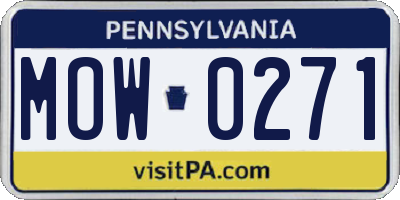 PA license plate MOW0271