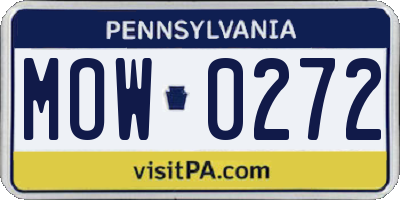 PA license plate MOW0272