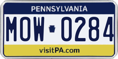 PA license plate MOW0284