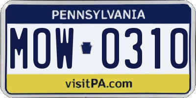 PA license plate MOW0310