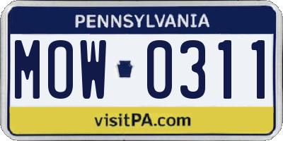 PA license plate MOW0311