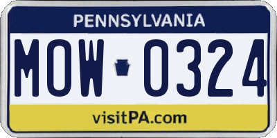 PA license plate MOW0324
