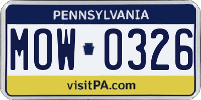 PA license plate MOW0326