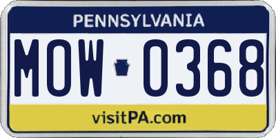 PA license plate MOW0368