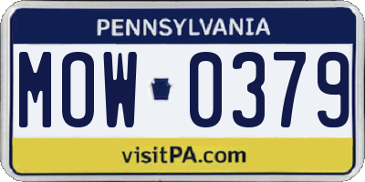 PA license plate MOW0379