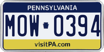 PA license plate MOW0394