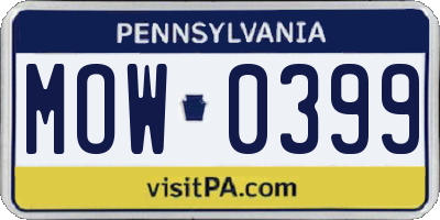 PA license plate MOW0399